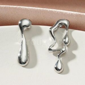 Silver Earrings Irregular Abstract Shape Asymmetric